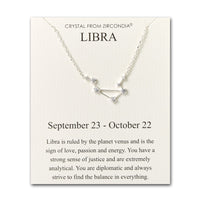 Libra Star Sign Zodiac Constellation Necklace and Quote Card with Zircondia® Crystals