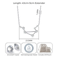 Libra Star Sign Zodiac Constellation Necklace and Quote Card with Zircondia® Crystals