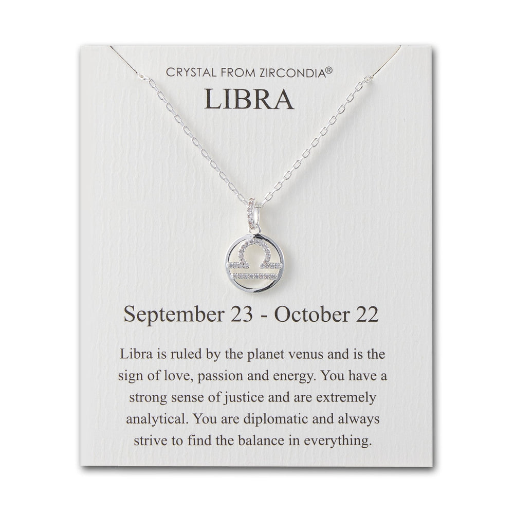 Libra Star Sign Zodiac Necklace and Quote Card with Zircondia® Crystals