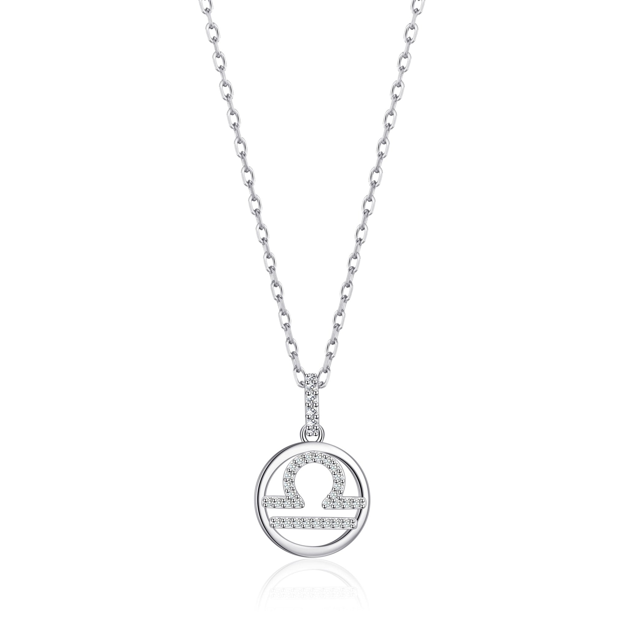 Libra Star Sign Zodiac Necklace and Quote Card with Zircondia® Crystals