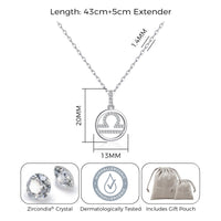 Libra Star Sign Zodiac Necklace and Quote Card with Zircondia® Crystals