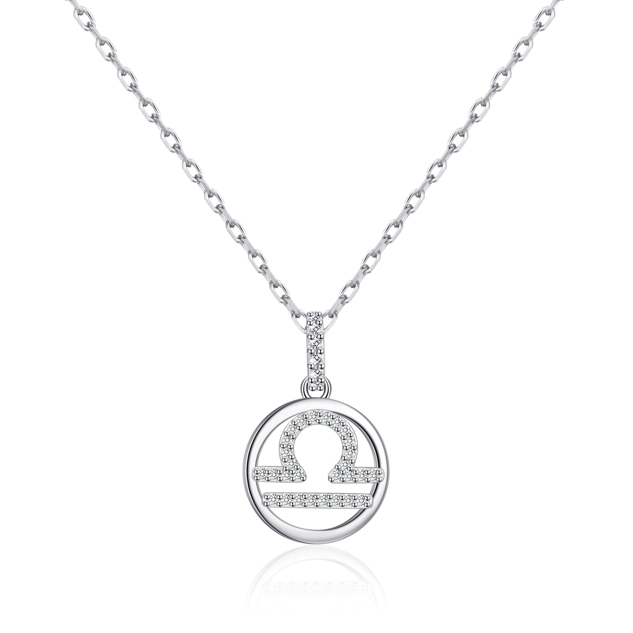 Libra Star Sign Zodiac Necklace and Quote Card with Zircondia® Crystals
