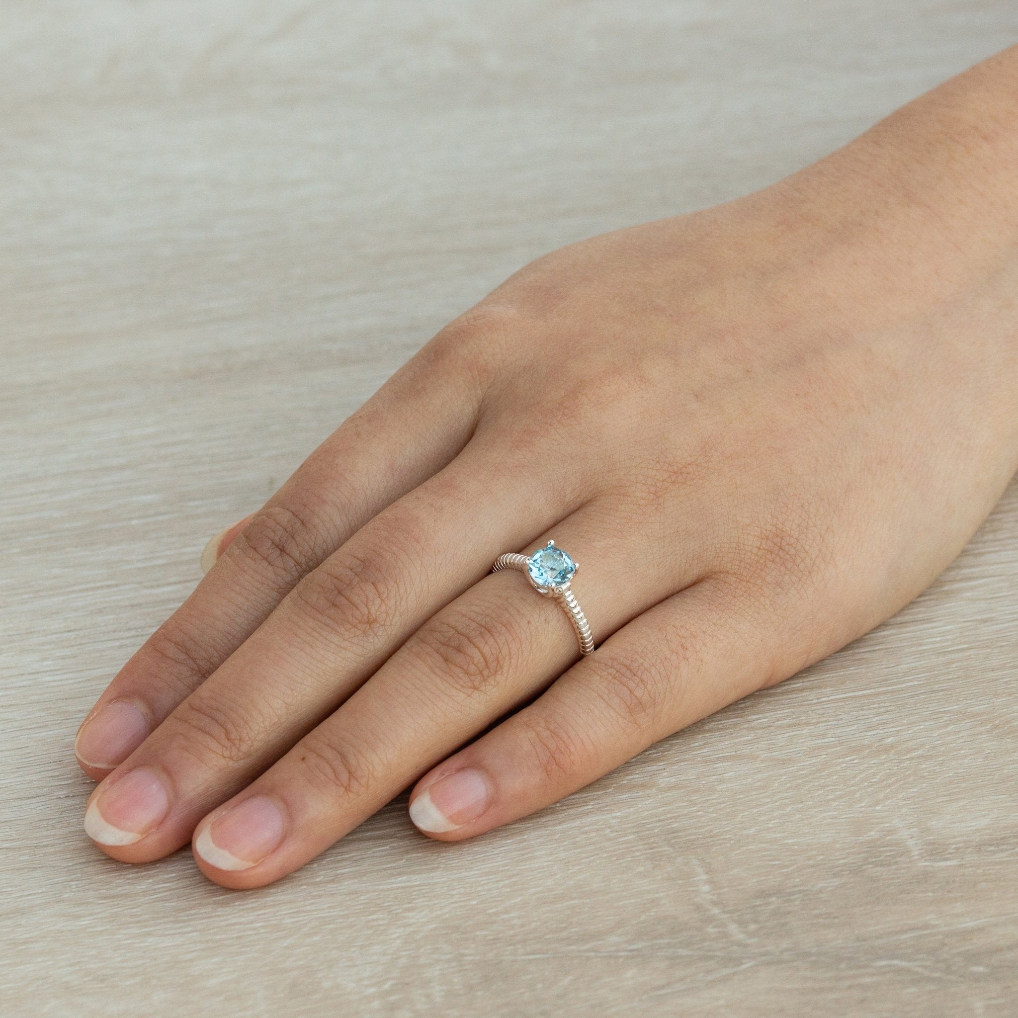 Light Blue Adjustable Crystal Ring Created with Zircondia® Crystals