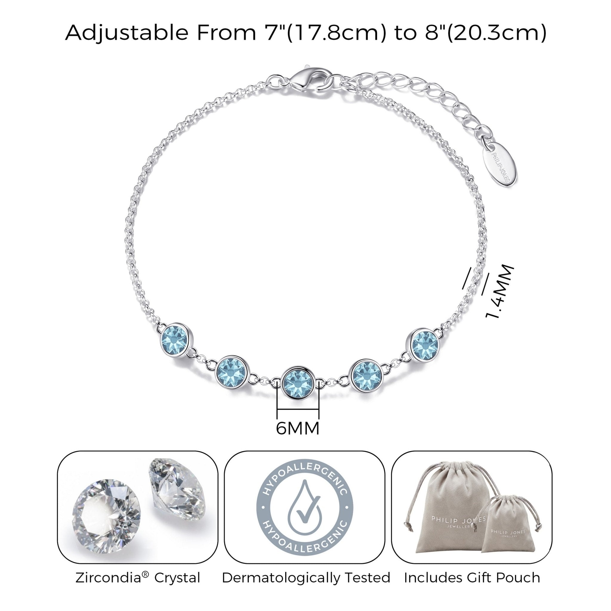 Light Blue Crystal Chain Bracelet Created with Zircondia® Crystals