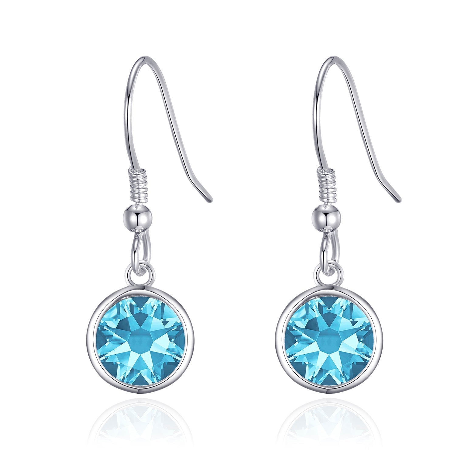 Light Blue Crystal Drop Earrings Created with Zircondia® Crystals