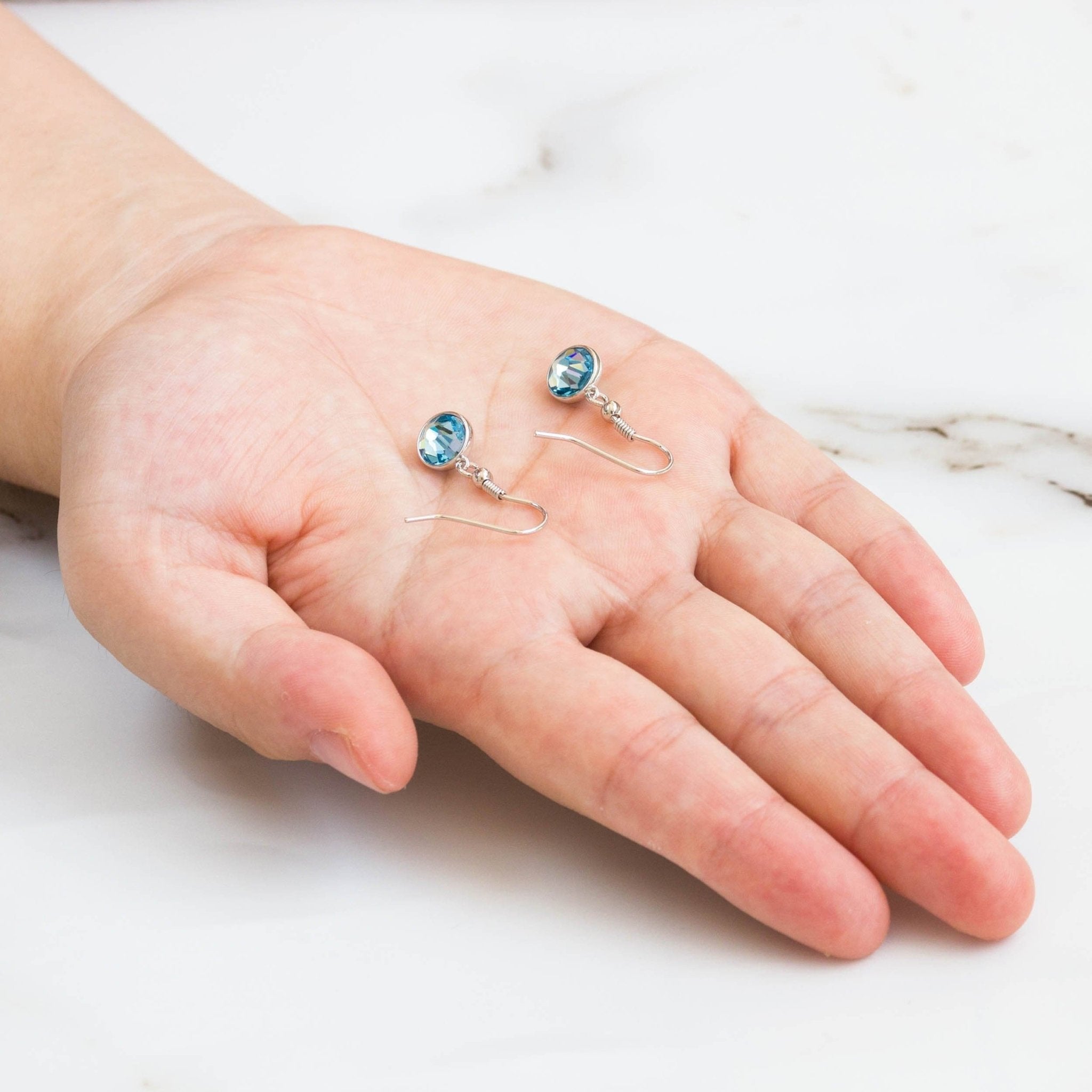 Light Blue Crystal Drop Earrings Created with Zircondia® Crystals