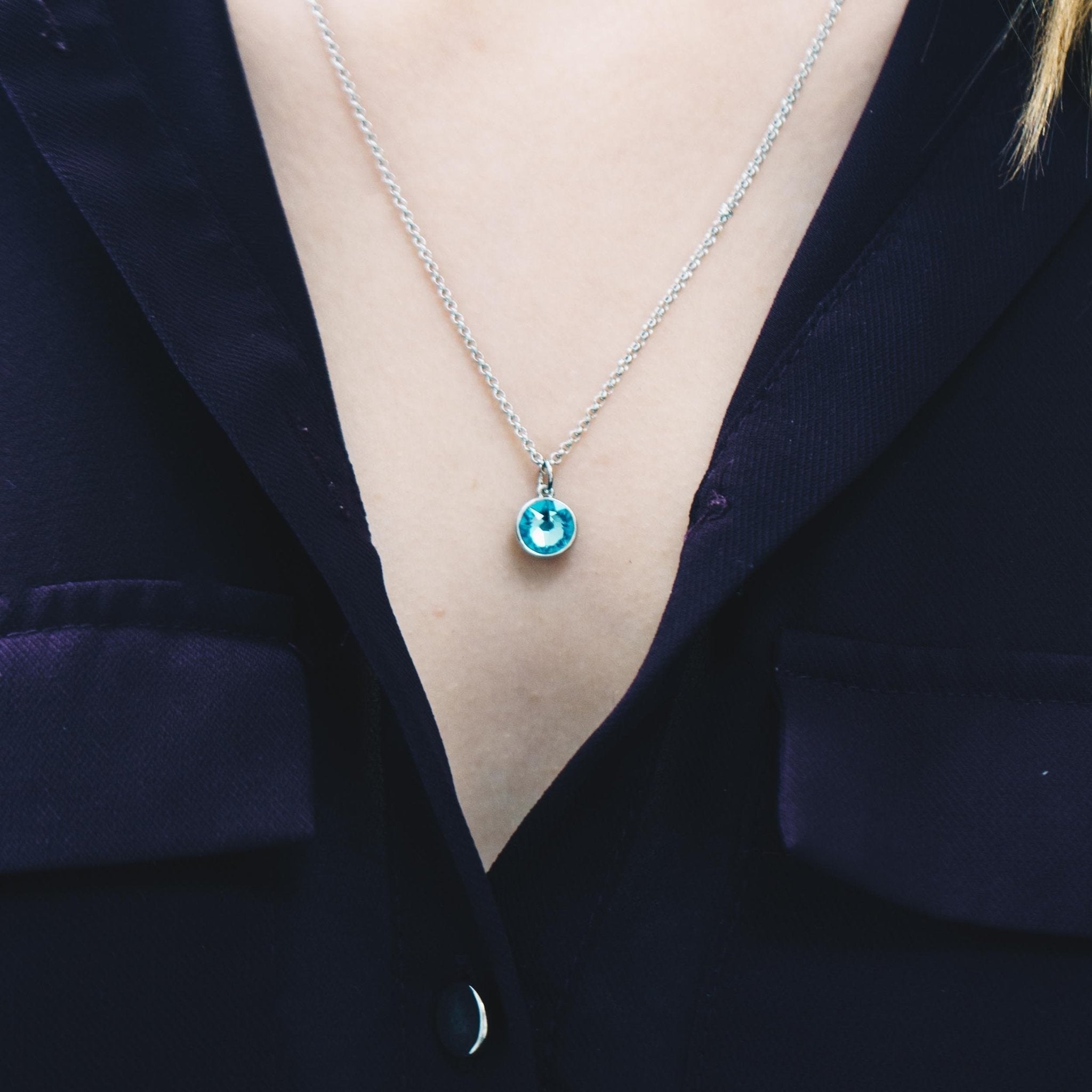 Light Blue Crystal Necklace Created with Zircondia® Crystals
