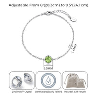 August (Peridot) Birthstone Anklet Created with Zircondia® Crystals