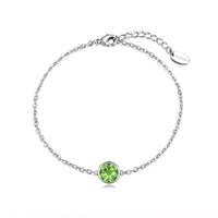 August (Peridot) Birthstone Anklet Created with Zircondia® Crystals
