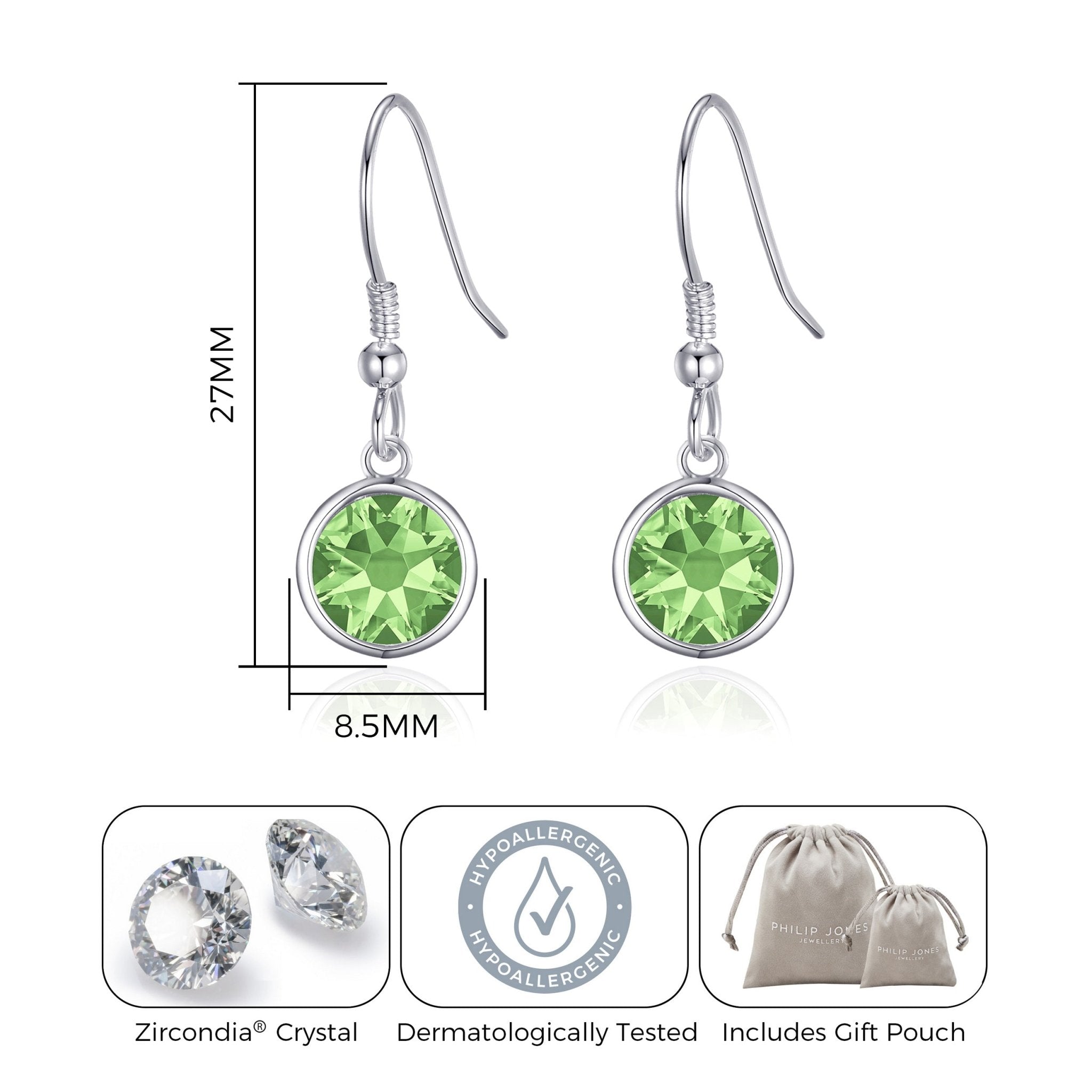Light Green Crystal Drop Earrings Created Zircondia® Crystals