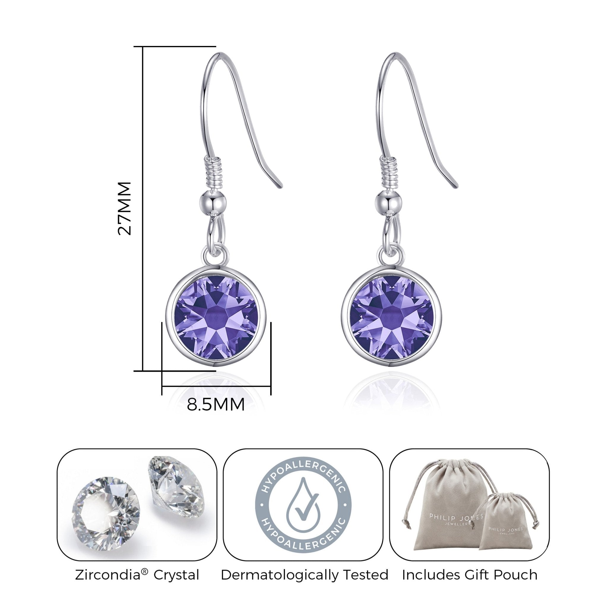 Light Purple Crystal Drop Earrings Created with Zircondia® Crystals