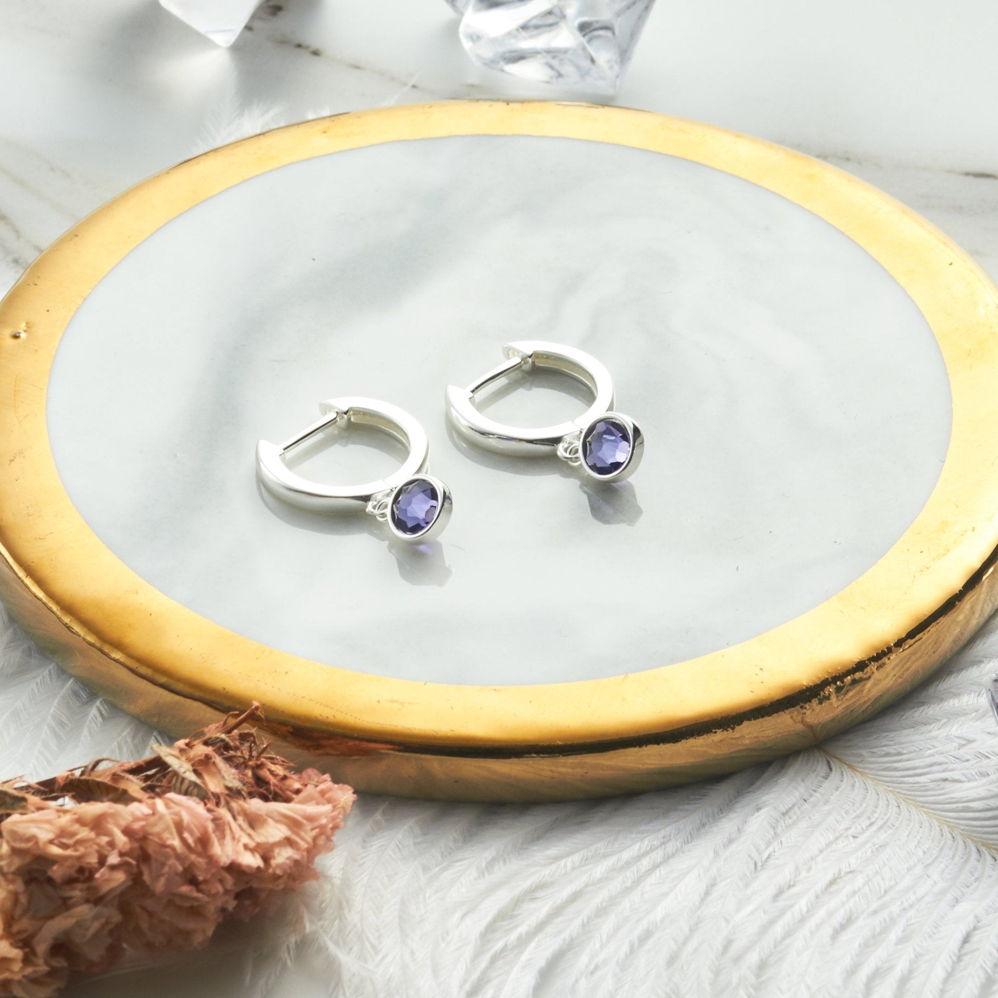 Light Purple Crystal Hoop Earrings Created with Zircondia® Crystals