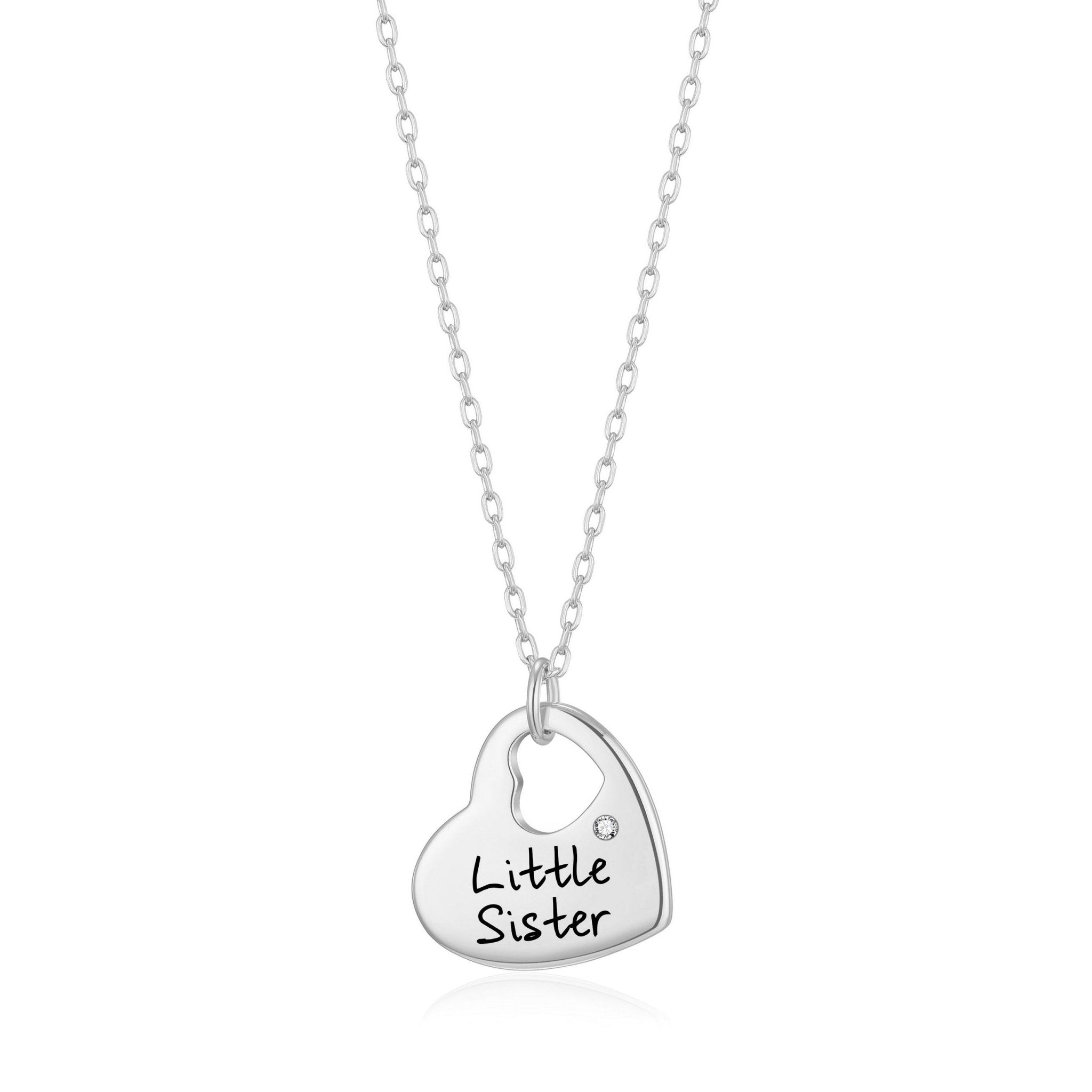 Little Sister Heart Necklace Created with Zircondia® Crystals
