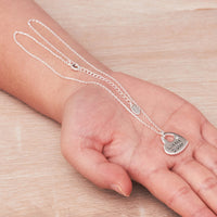 Little Sister Heart Necklace with Quote Card Created with Zircondia® Crystals