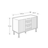 Nervata Large Sideboard White & Gold 2 Doors 4 Shelves 3 Drawers