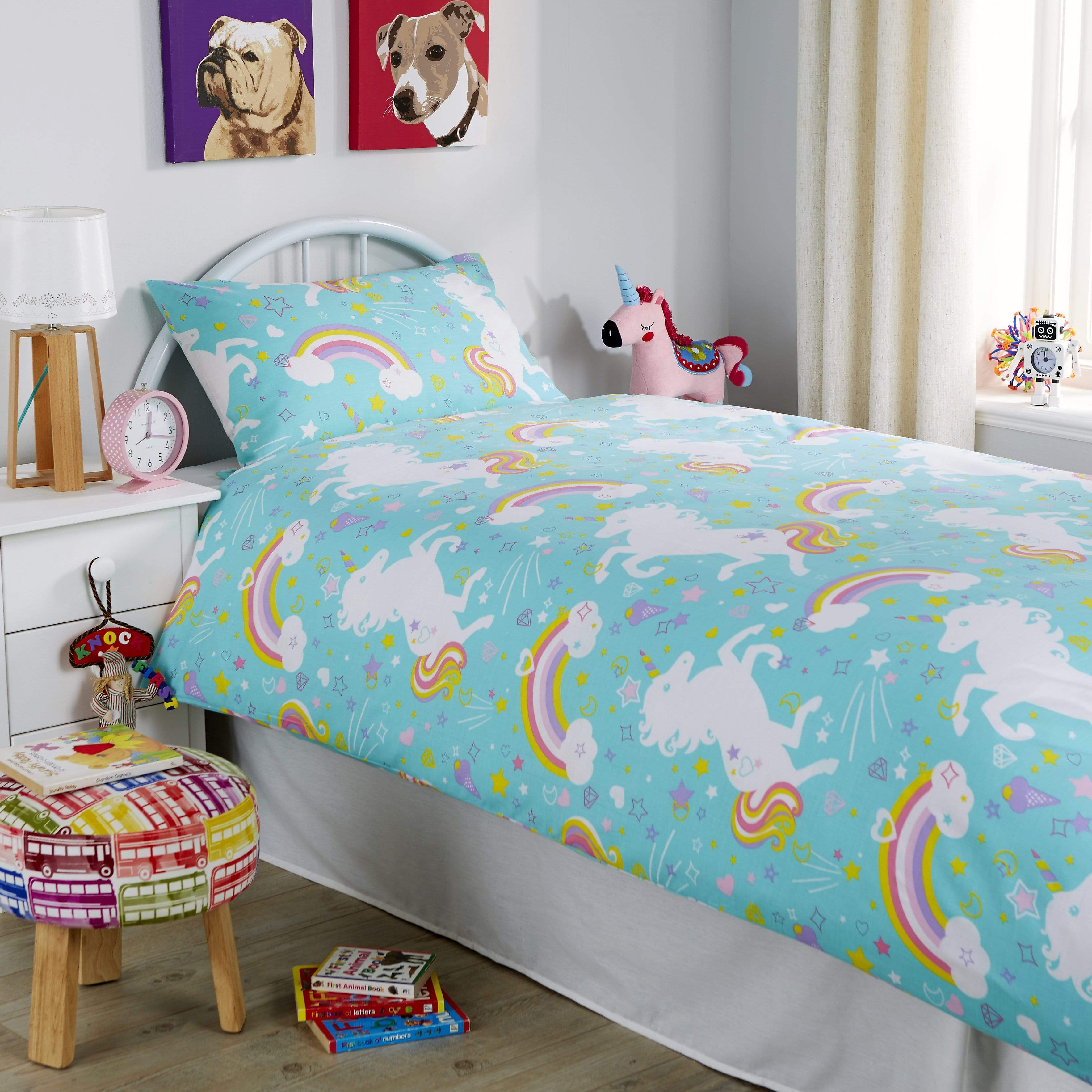 Magical Unicorn Fairytale Duvet Cover Set for Kids Cotton-Rich Whimsical Design OEKO-TEX Certified Bedding Available Single Double by OLIVIA ROCCO