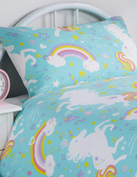 Magical Unicorn Fairytale Duvet Cover Set for Kids Cotton-Rich Whimsical Design OEKO-TEX Certified Bedding Available Single Double by OLIVIA ROCCO