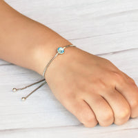 March (Aquamarine) Birthstone Bracelet Created with Zircondia® Crystals