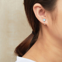 March (Aquamarine) Birthstone Clip On Earrings Created with Zircondia® Crystals