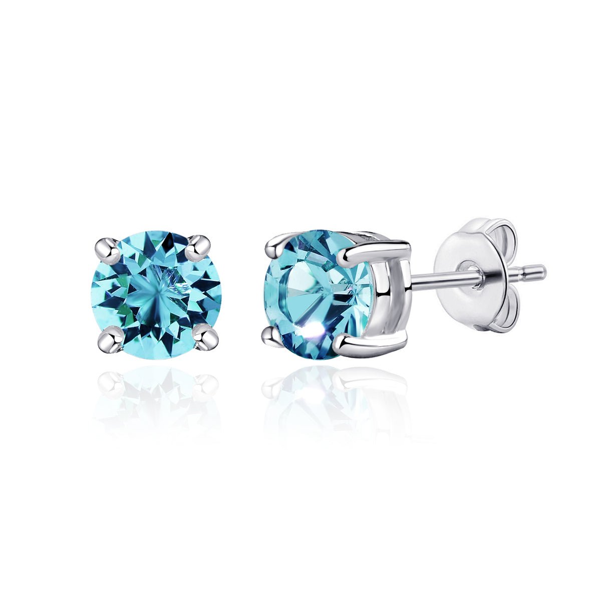 March (Aquamarine) Birthstone Earrings Created with Zircondia® Crystals