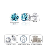 March (Aquamarine) Birthstone Earrings Created with Zircondia® Crystals