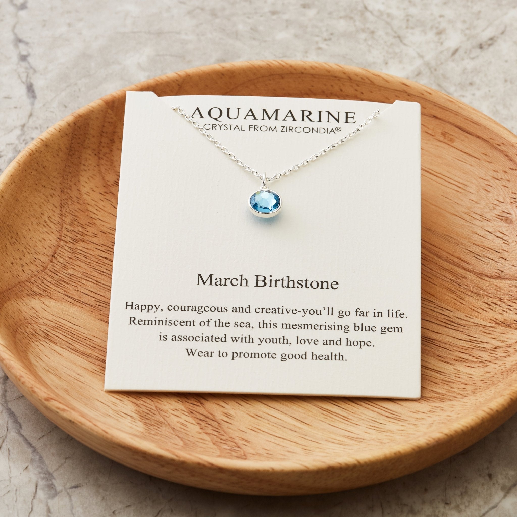 March (Aquamarine) Birthstone Necklace Created with Zircondia® Crystals