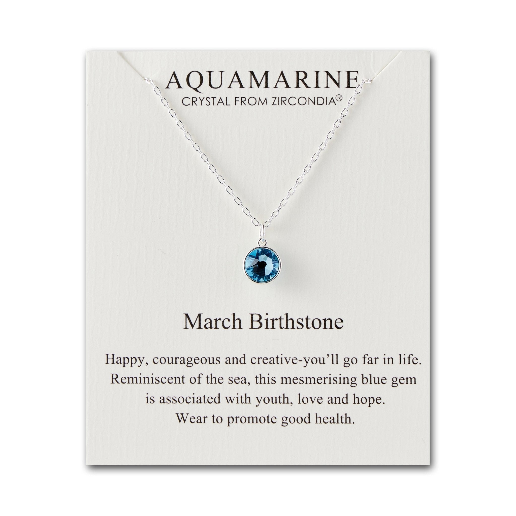 March (Aquamarine) Birthstone Necklace Created with Zircondia® Crystals