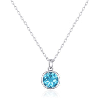 March (Aquamarine) Birthstone Necklace Created with Zircondia® Crystals