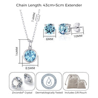 March (Aquamarine) Birthstone Necklace & Earrings Set Created with Zircondia® Crystals