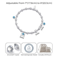 March (Aquamarine) Birthstone Stretch Charm Bracelet with Quote Gift Box