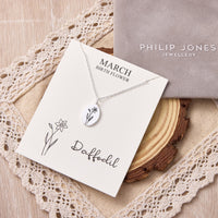 March Birth Flower Daffodil Necklace with Card