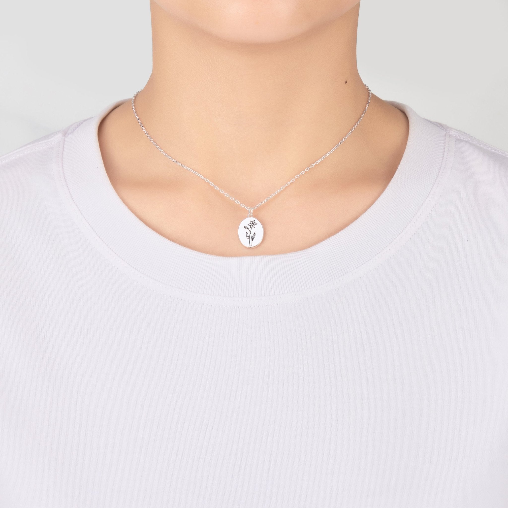 March Birth Flower Daffodil Necklace with Card