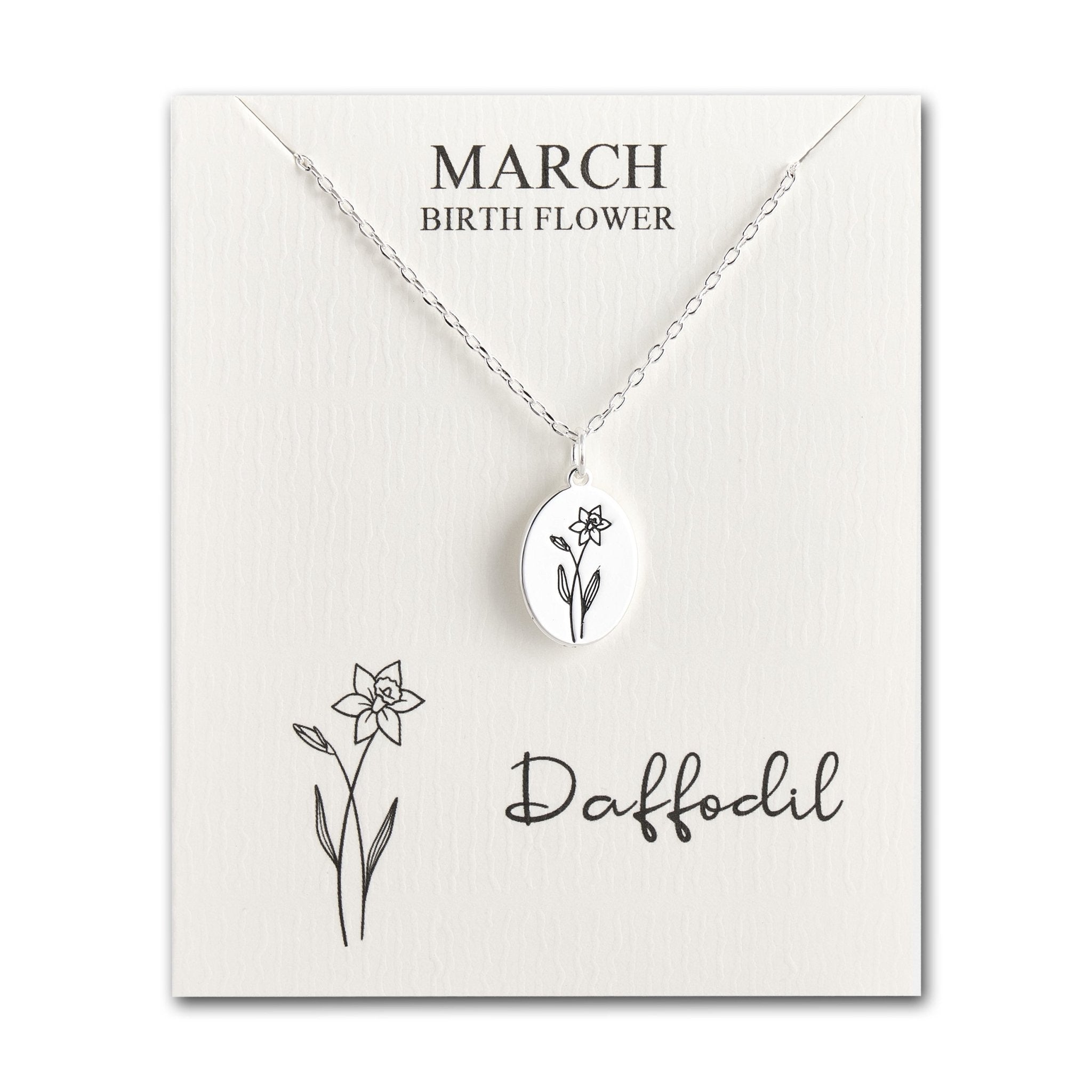 March Birth Flower Daffodil Necklace with Card