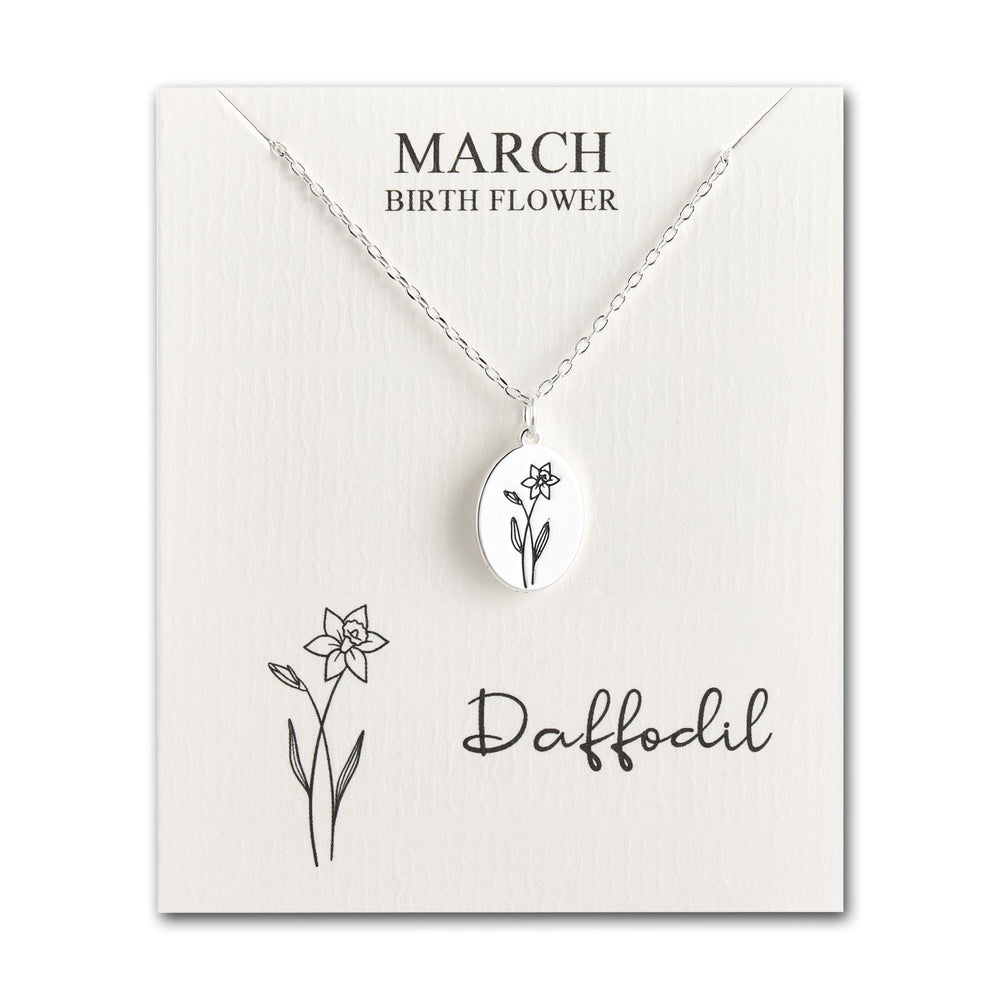March Birth Flower Daffodil Necklace with Card