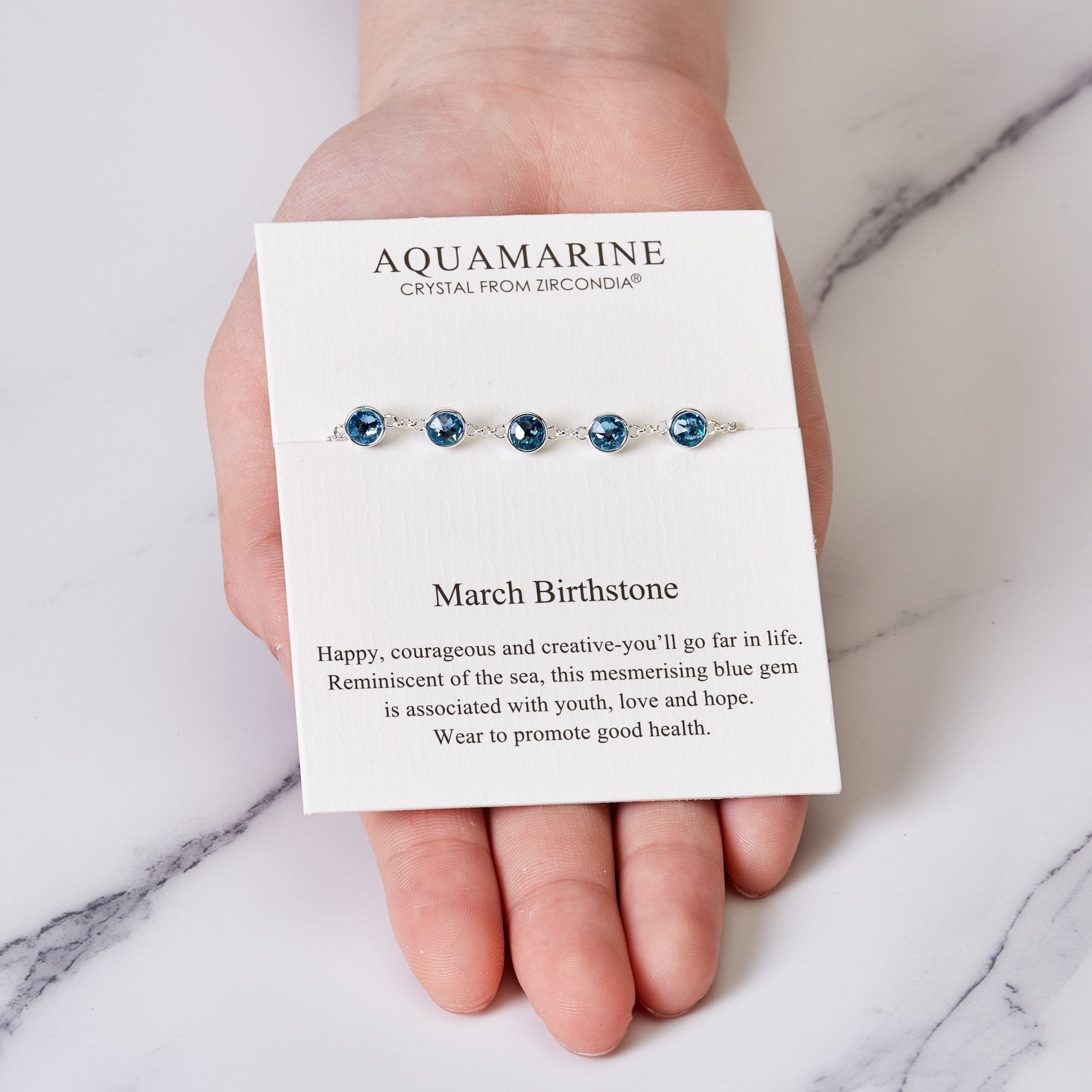 March Birthstone Bracelet Created with Aquamarine Zircondia® Crystals