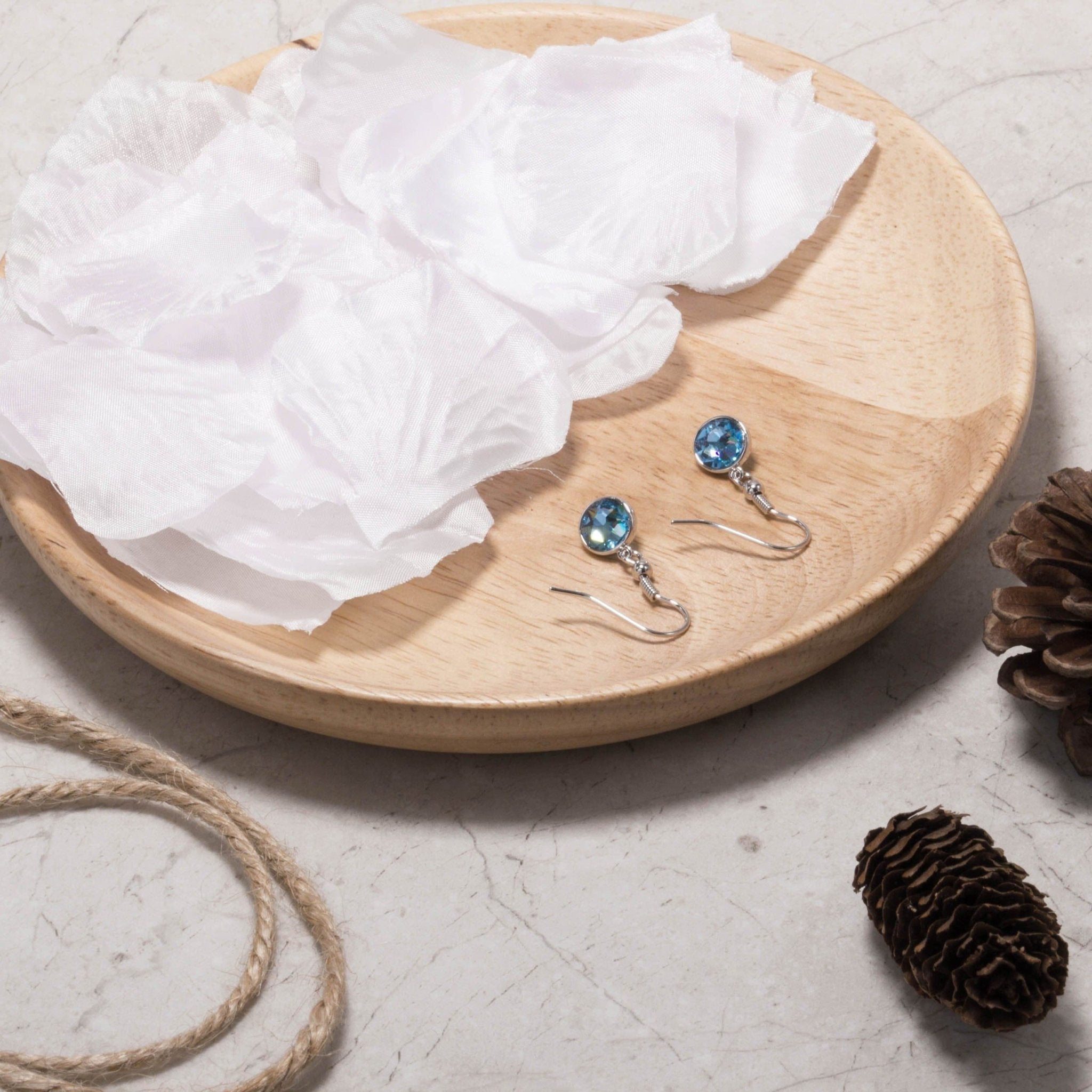 March Birthstone Drop Earrings Created with Aquamarine Zircondia® Crystals