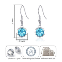 March Birthstone Drop Earrings Created with Aquamarine Zircondia® Crystals