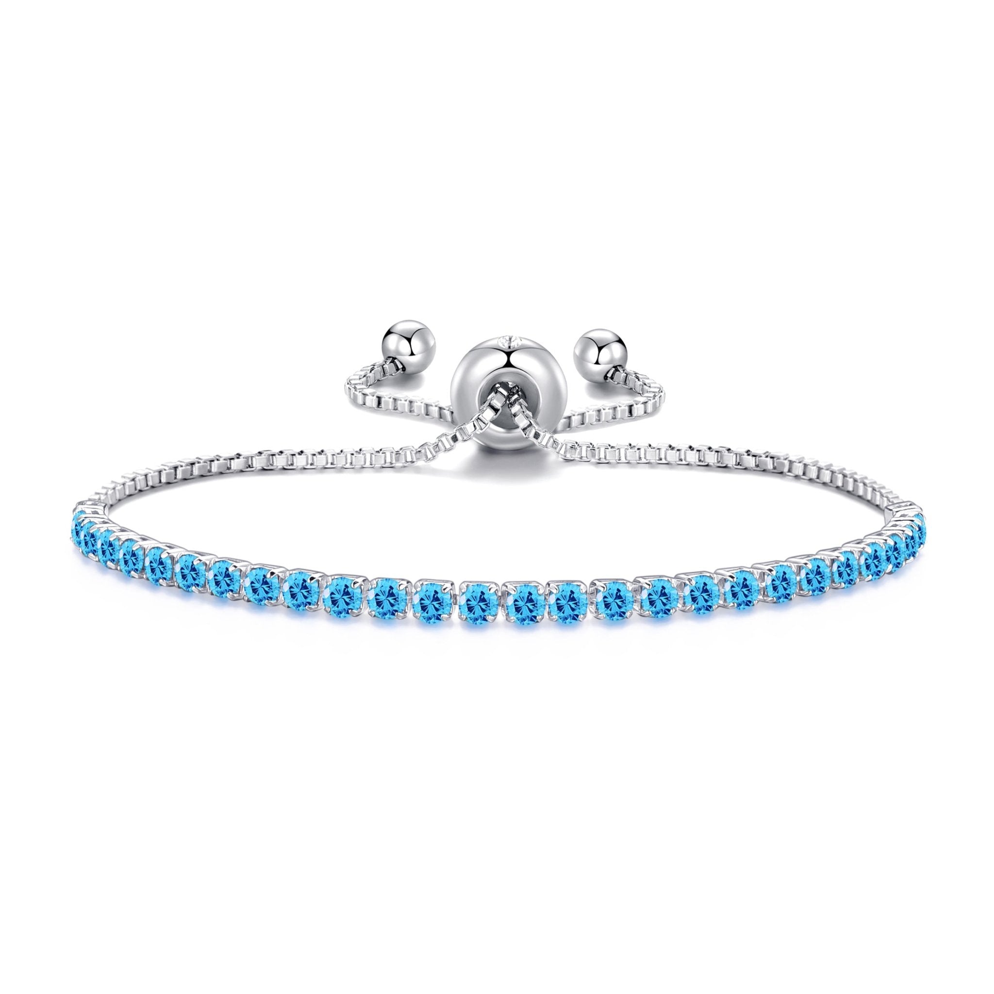 March Birthstone Friendship Bracelet with Aquamarine Zircondia® Crystals
