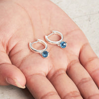 March Birthstone Hoop Earrings Created with Aquamarine Zircondia® Crystals