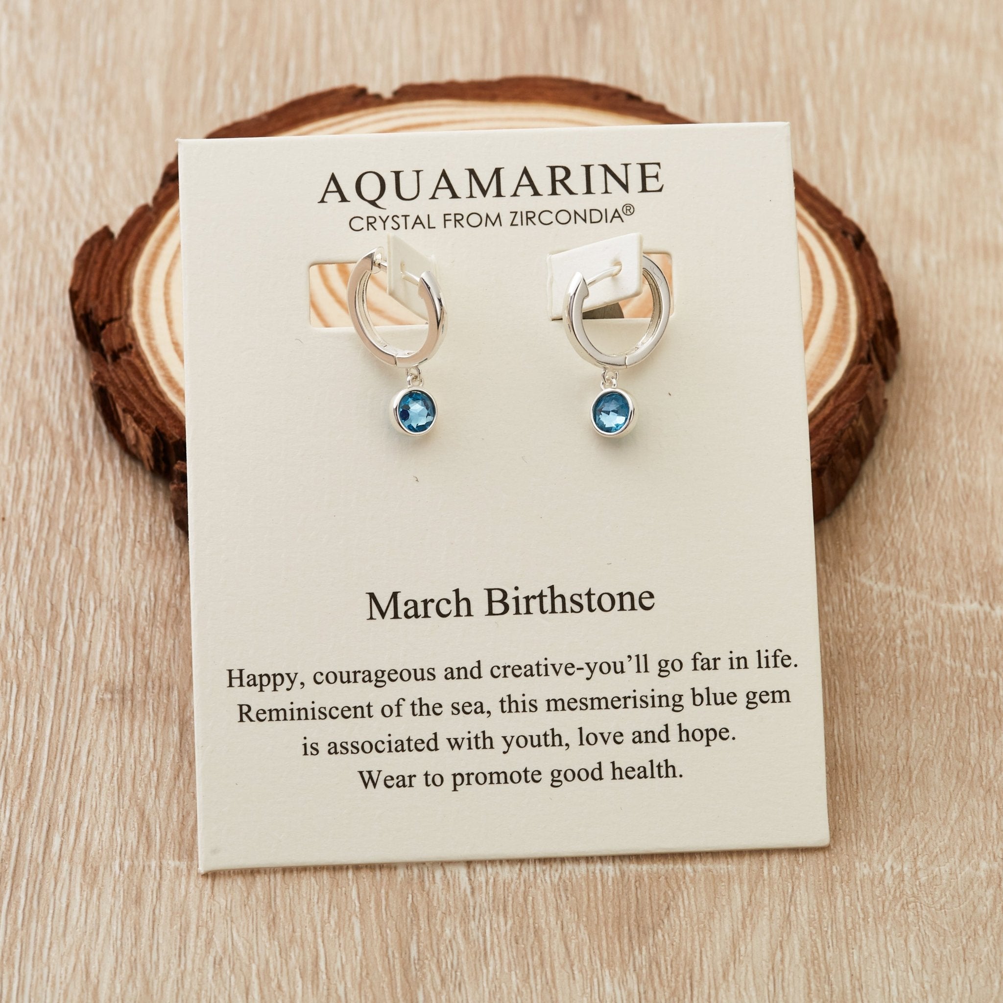 March Birthstone Hoop Earrings Created with Aquamarine Zircondia® Crystals