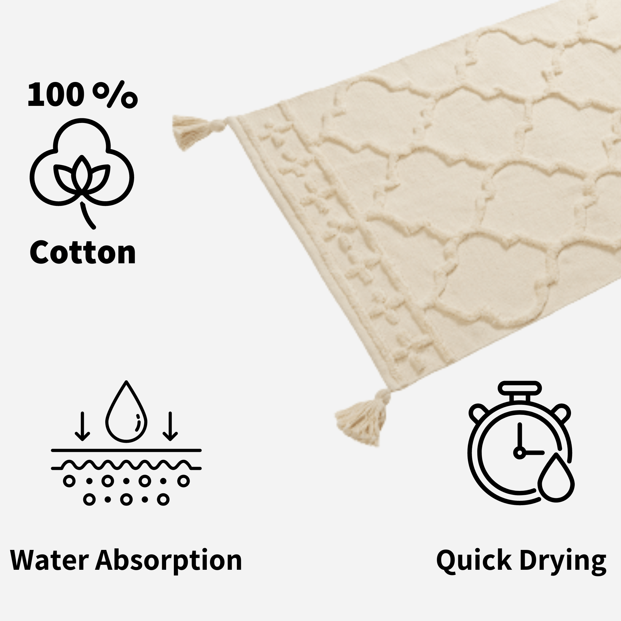 Marrakesh Hand Woven Cotton Rug Eco-Friendly Durable Carpet for Living Room Bedroom Kitchen and Entryway Luxury Tufted Home Decor in Multiple Sizes by OLIVIA ROCCO