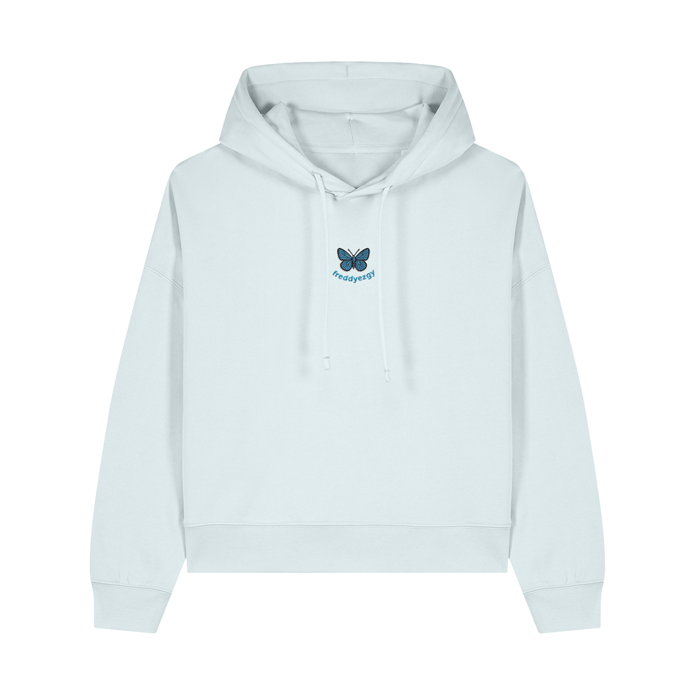 Adonis Blue Butterfly Cropped Hoodie - Butterfly - Unisex Relaxed Fit