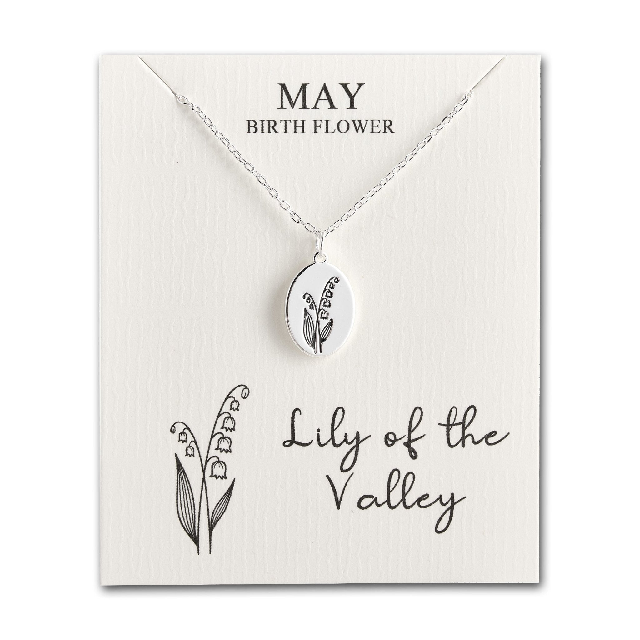 May Birth Flower Lily of the Valley Necklace with Card