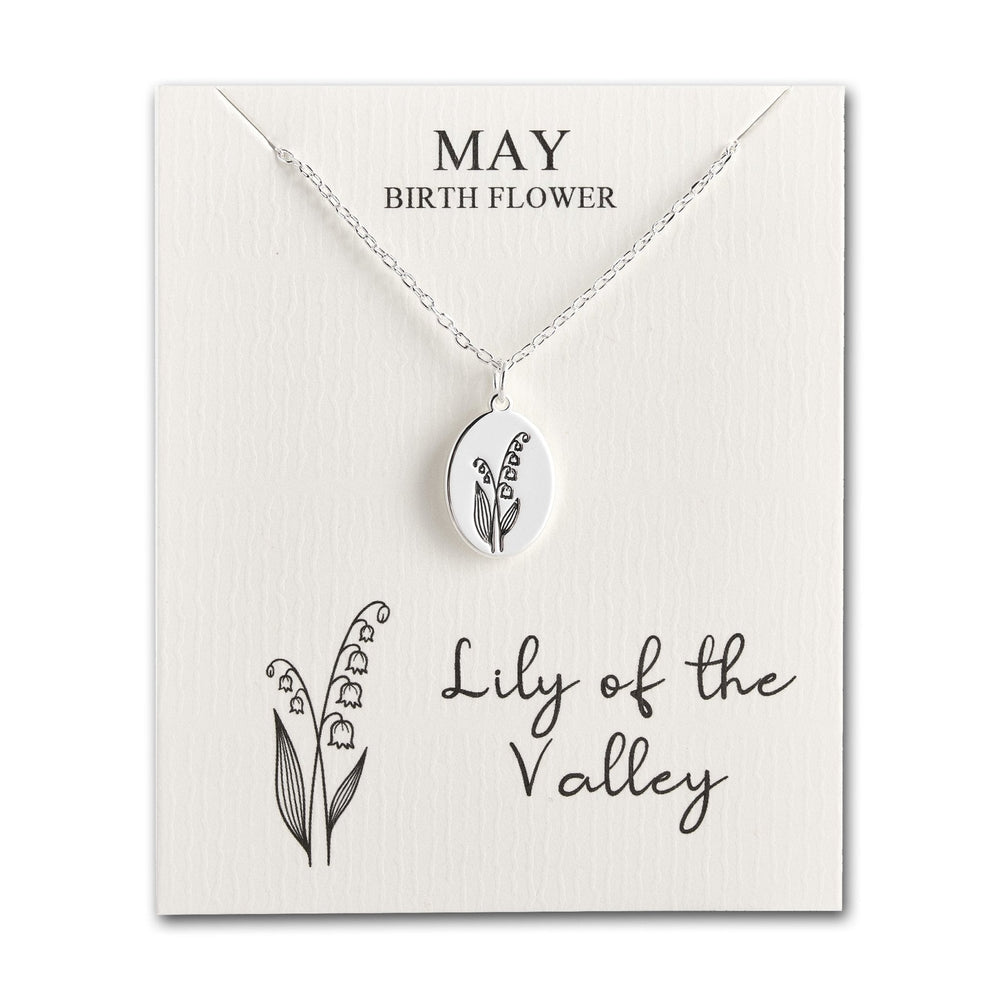 May Birth Flower Lily of the Valley Necklace with Card