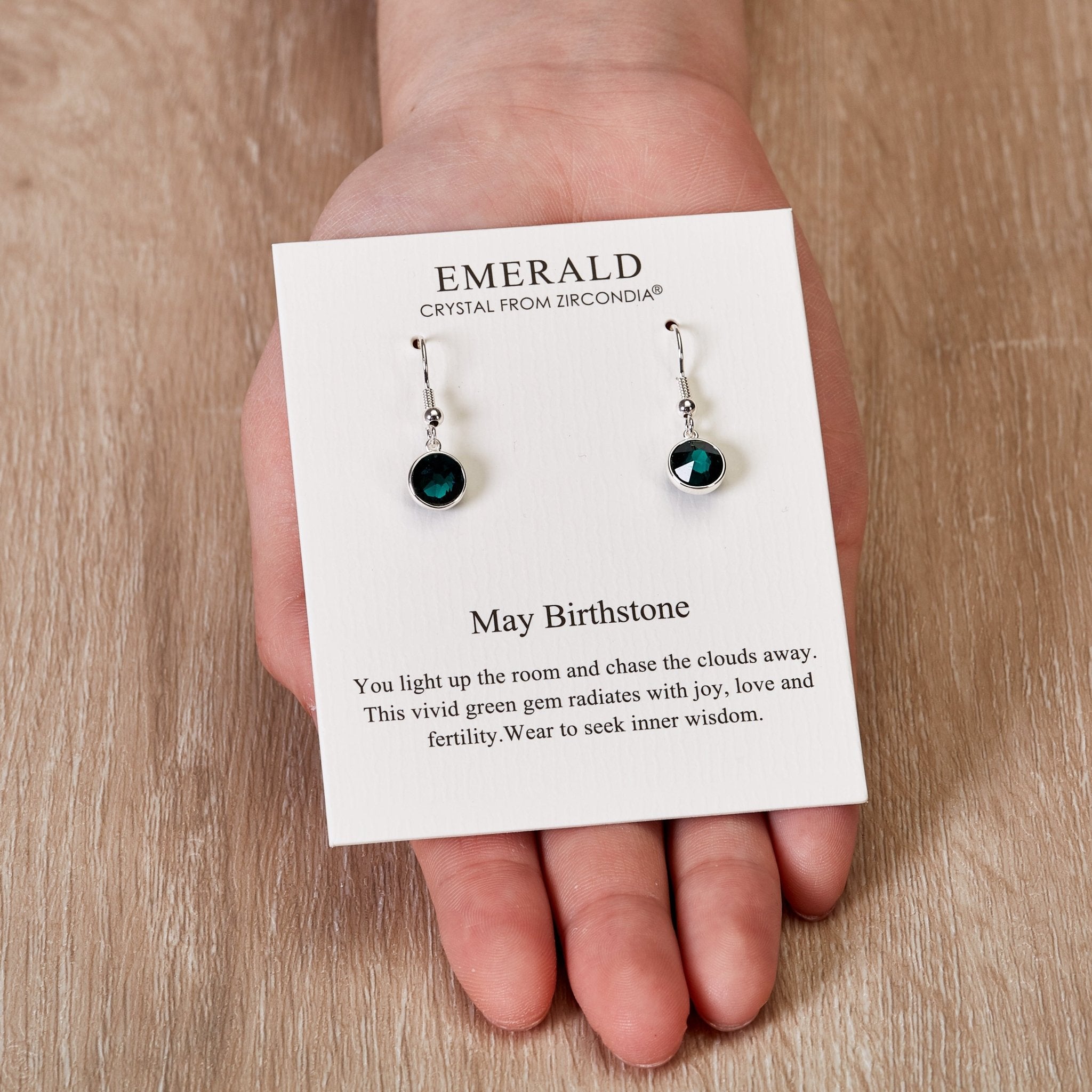 May Birthstone Drop Earrings Created with Emerald Zircondia® Crystals