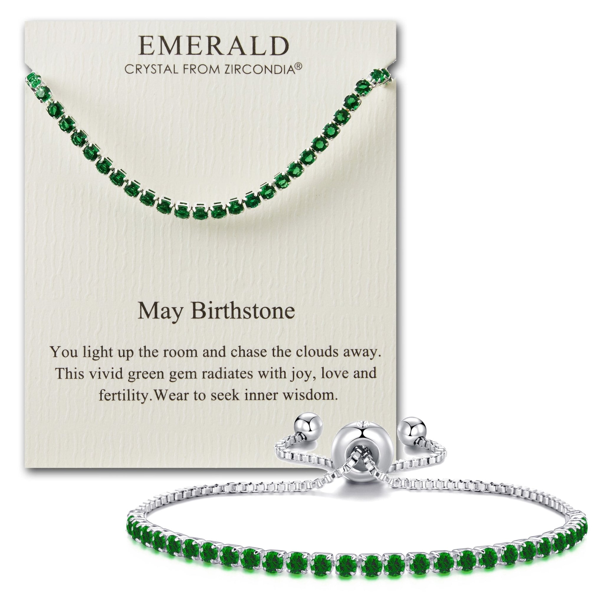 May Birthstone Friendship Bracelet with Emerald Zircondia® Crystals