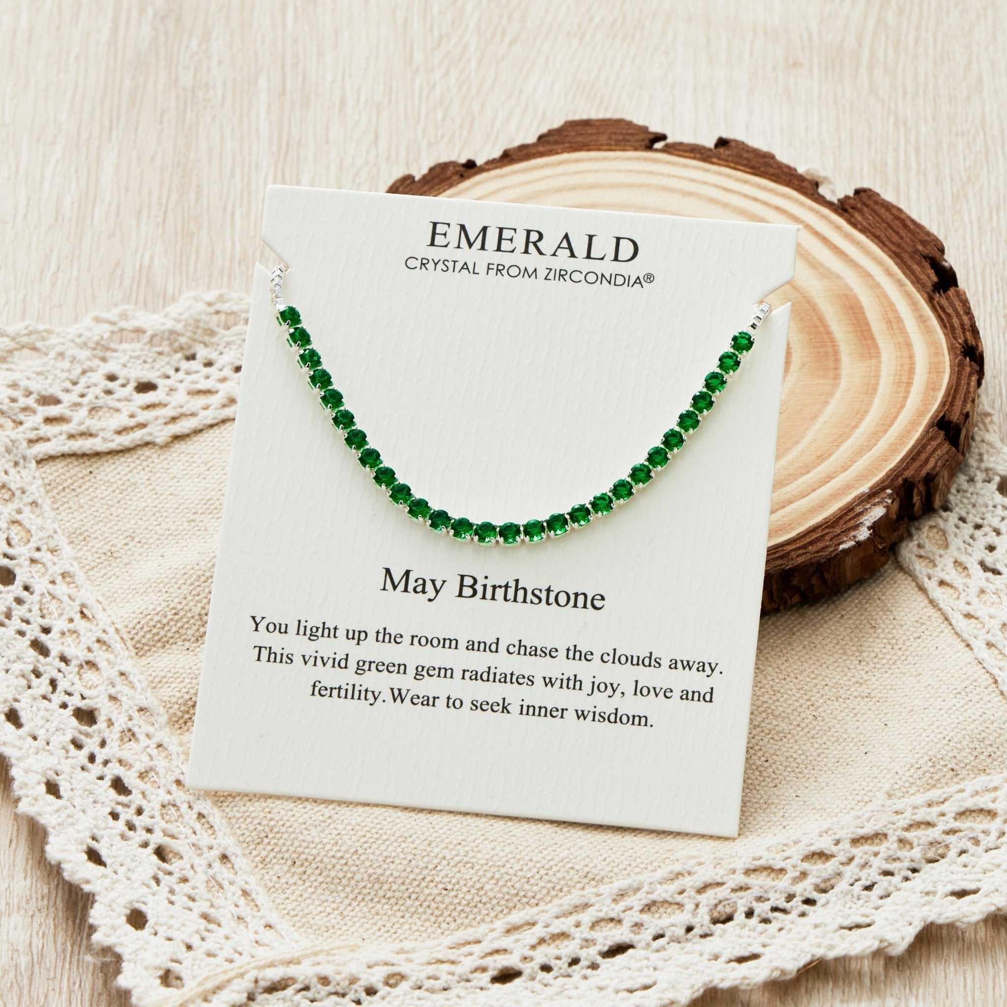 May Birthstone Friendship Bracelet with Emerald Zircondia® Crystals