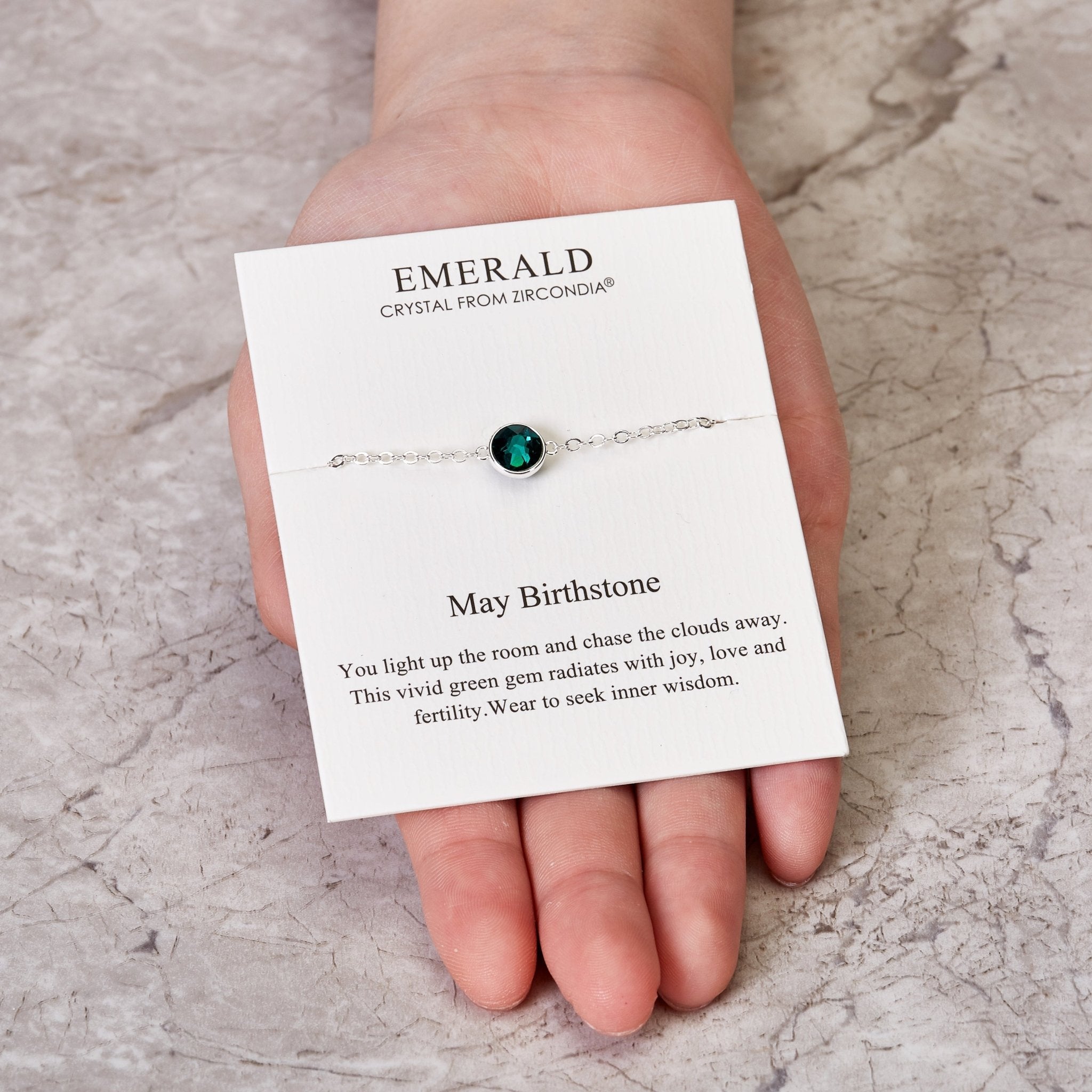 May (Emerald) Birthstone Anklet Created with Zircondia® Crystals