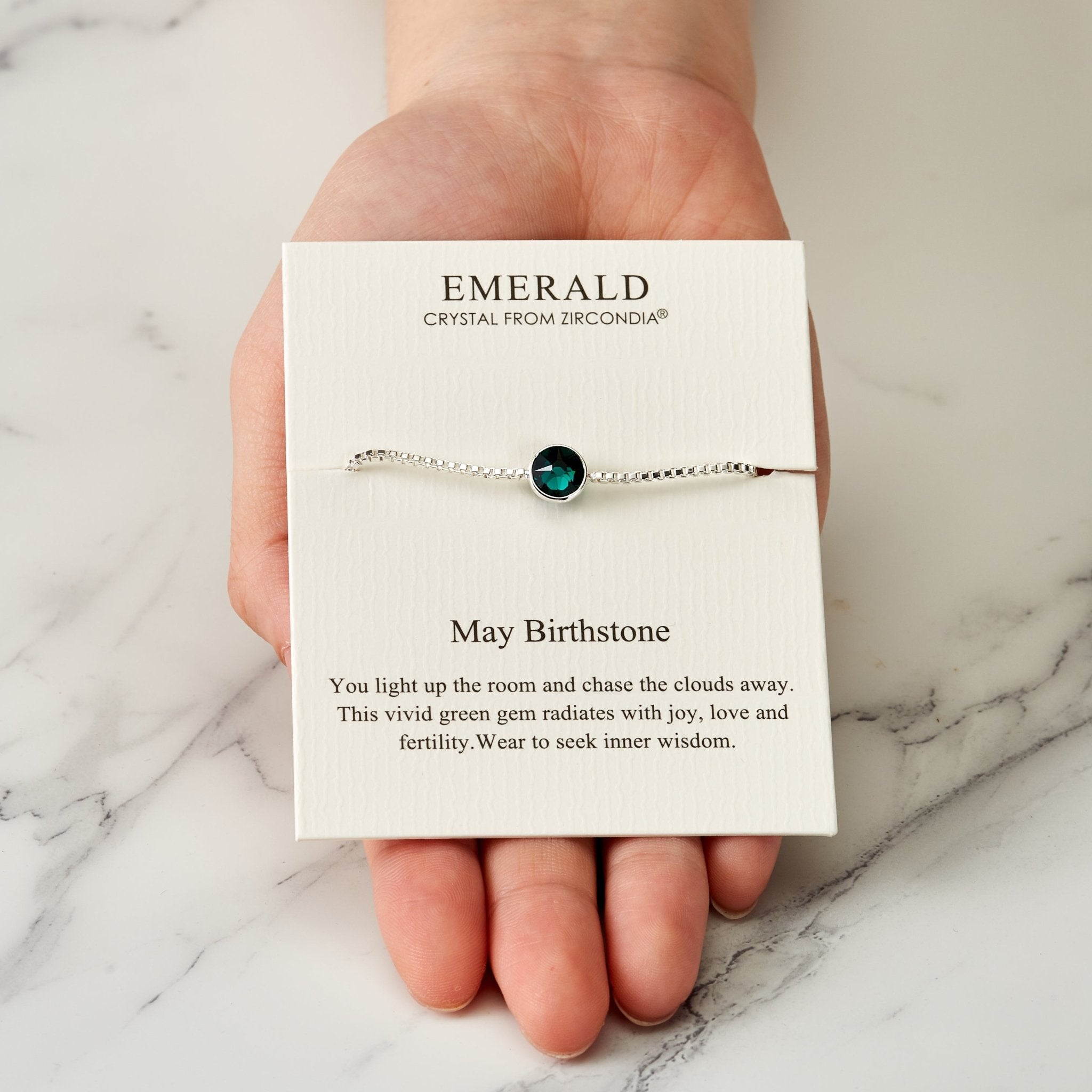 May (Emerald) Birthstone Bracelet Created with Zircondia® Crystals