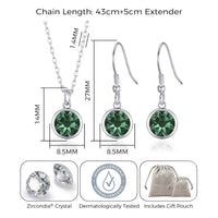 May (Emerald) Birthstone Necklace & Drop Earrings Set Created with Zircondia® Crystals